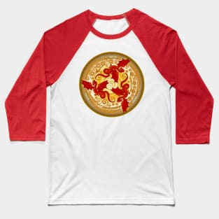 Three red dancing dragons. Baseball T-Shirt